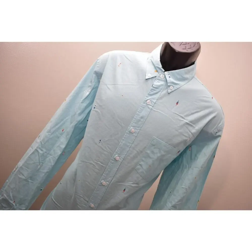 J Crew Dress Shirt Slim Fit Blue Long Sleeve Button Up‎ Mens Size Large